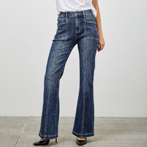 High Rise Boot Cut Pants With Seam Detail
